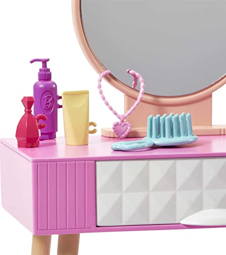 Barbie Vanity Set with Mirror, Stool, and Beauty Products