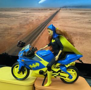 Vintage Batgirl Barbie Doll with Motorcycle