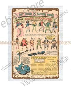 1970s Comic Ad Super-Heroes Dolls Tin Sign