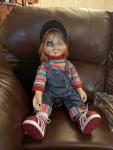 Horror Movie Replica Doll in Striped Outfit