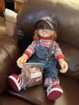 Horror Movie Replica Doll in Striped Outfit