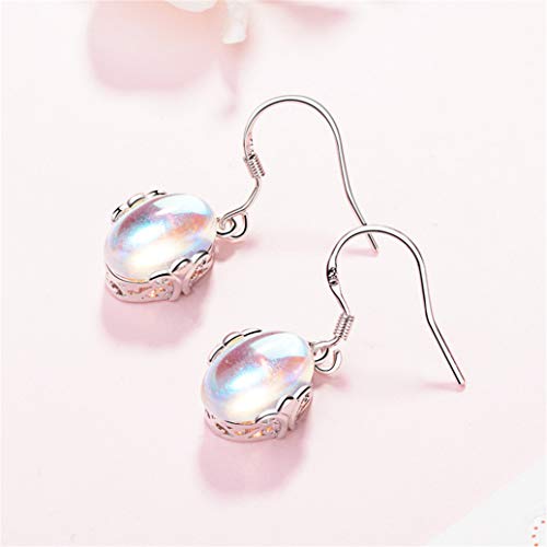 Boho Moonstone Crystal Earrings Vintage Round Beads Pendant