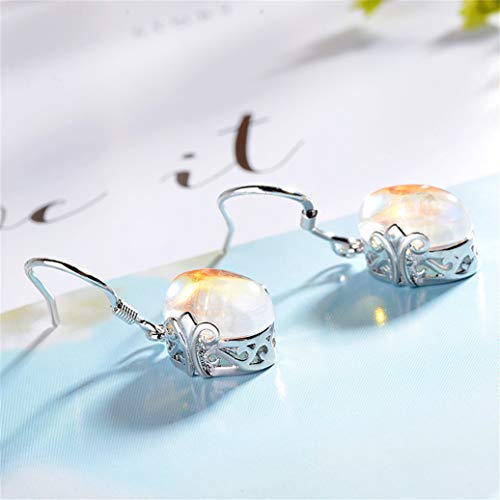 Boho Moonstone Crystal Earrings Vintage Round Beads Pendant