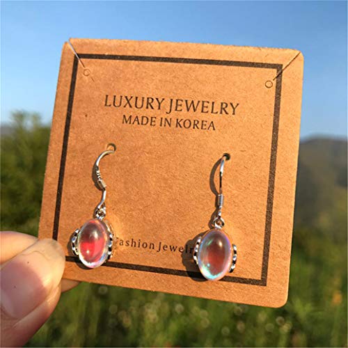 Boho Moonstone Crystal Earrings Vintage Round Beads Pendant