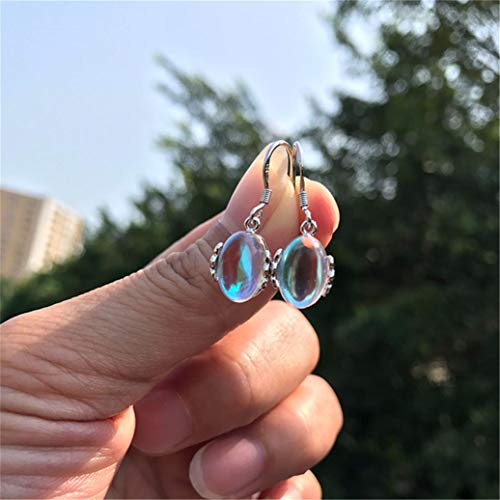 Boho Moonstone Crystal Earrings Vintage Round Beads Pendant