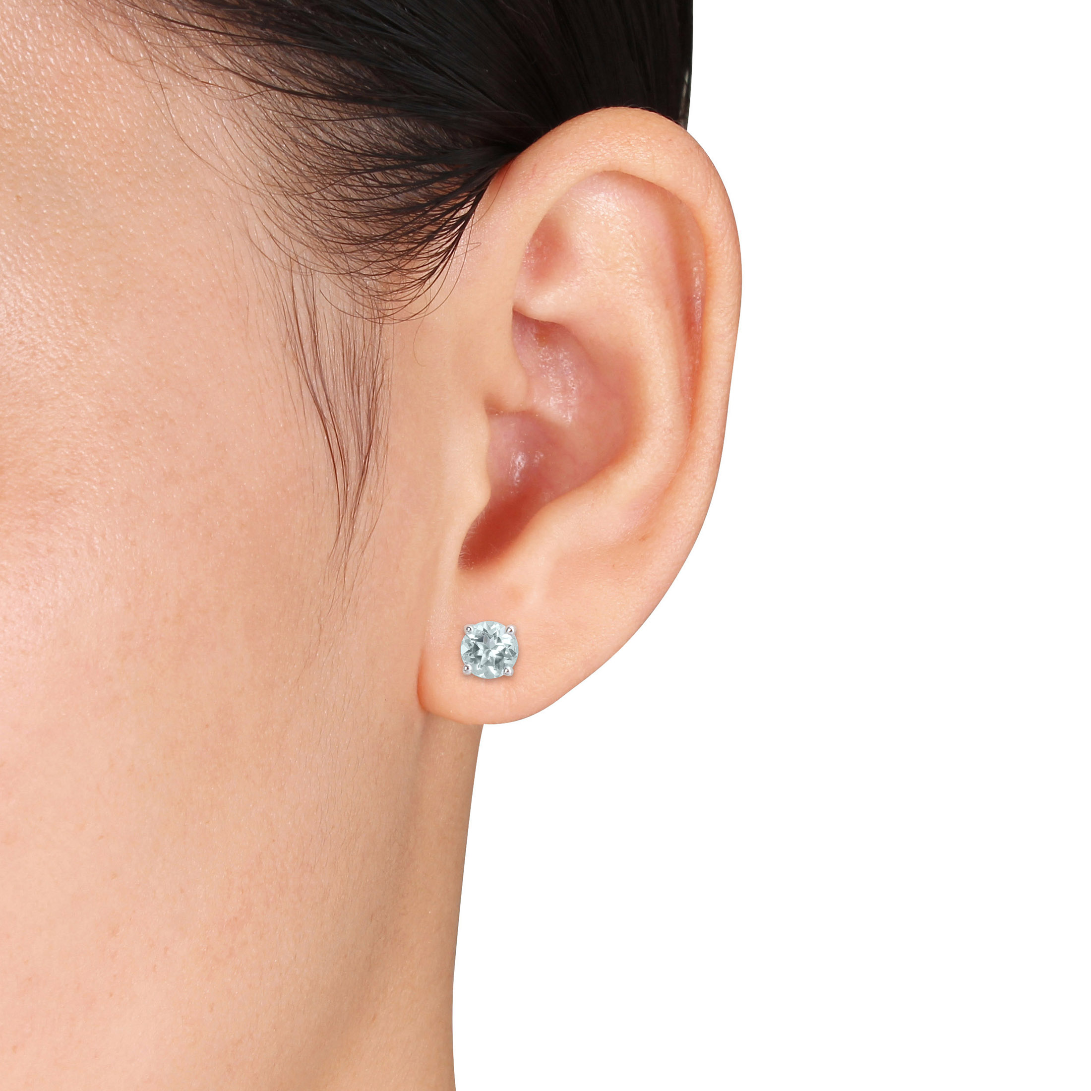 Miabella 1.5 Carat Aquamarine Solitaire Stud Earrings, Sterling Silver