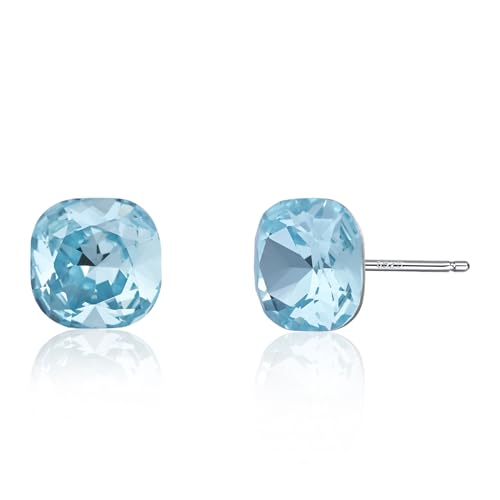 Aquamarine Silver Earrings: Hypoallergenic March Birthstone Rectangle Style