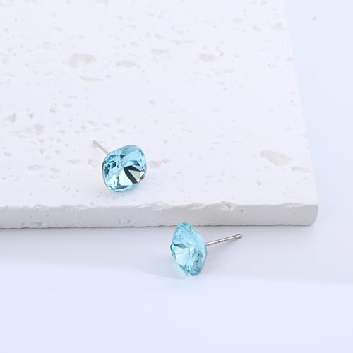 Aquamarine Silver Earrings: Hypoallergenic March Birthstone Rectangle Style