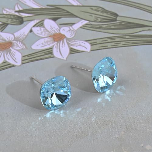 Aquamarine Silver Earrings: Hypoallergenic March Birthstone Rectangle Style