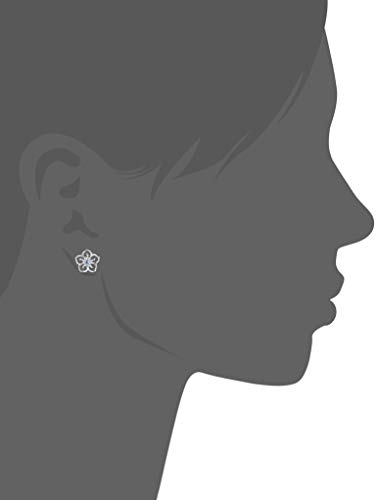 Sterling Silver Created Aquamarine Flower Stud Earrings