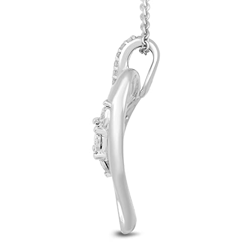 Silver Diamond 3 Stone Heart Pendant Necklace, 18" Gemstone