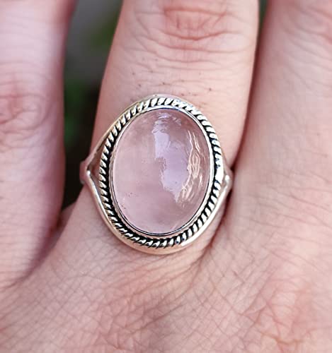 Handmade Rose Quartz Sterling Silver Women's Ring