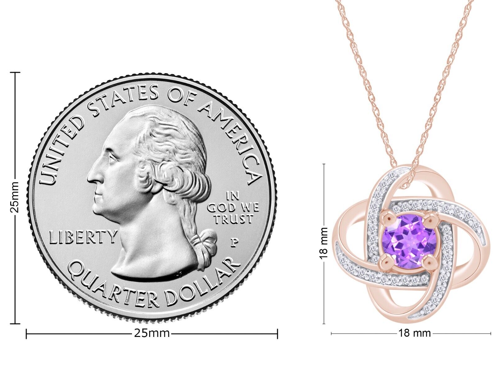 14k Gold Plated Inter Woven Amethyst Pendant Necklace