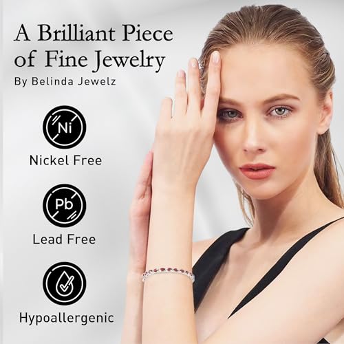 Belinda Jewelz - Garnet Gemstone Tennis Bracelet, 925 Silver