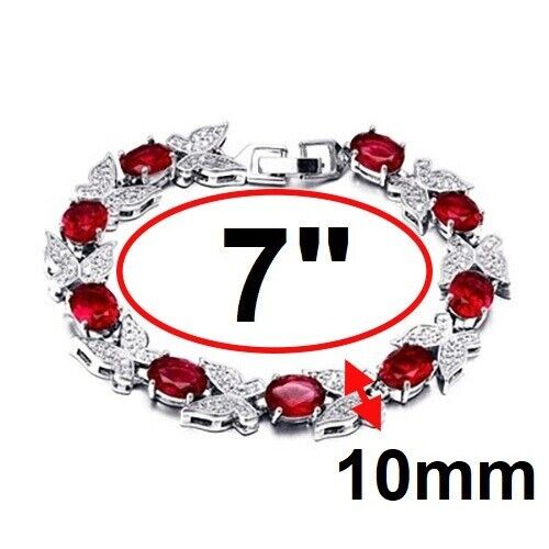 Red Garnet Butterfly Tennis Bracelet in Sterling Silver