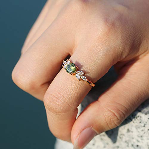 Square Simulated Emerald Gemstone Engagement Ring for Women