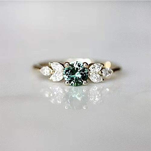 Square Simulated Emerald Gemstone Engagement Ring for Women