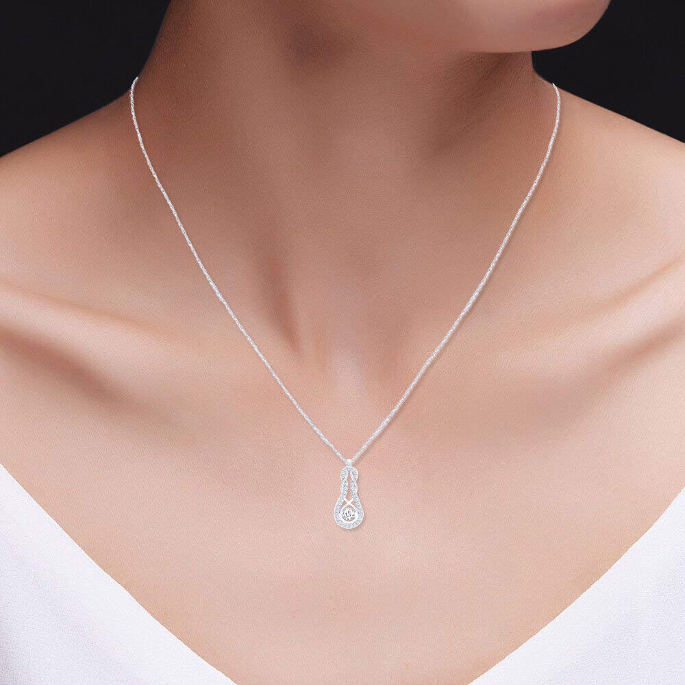Interwoven Pendant Necklace with 1/4 Ct Diamond Gemstones