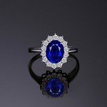 Blue Sapphire Halo Statement Engagement Rings for Women