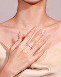 FANCIME Sterling Silver Fire Opal Engagement Ring