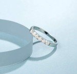 FANCIME Sterling Silver Fire Opal Engagement Ring