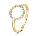 14K Yellow Gold Diamond Open Circle Ring - Size 7