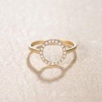 14K Yellow Gold Diamond Open Circle Ring - Size 7