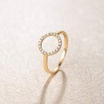 14K Yellow Gold Diamond Open Circle Ring - Size 7