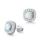 Opal Stud Earrings in Sterling Silver for Women