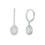 Elegant Sterling Silver Opal Halo Earrings for Women