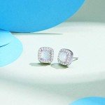 Opal Stud Earrings in Sterling Silver for Women