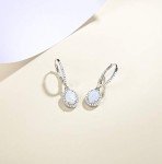 Elegant Sterling Silver Opal Halo Earrings for Women