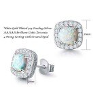 Opal Stud Earrings in Sterling Silver for Women
