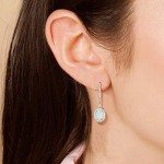 Elegant Sterling Silver Opal Halo Earrings for Women