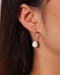 October Opal Teardrop Dangle Earrings in Silver