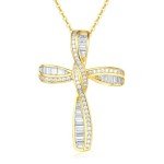 FANCIME Gold Cross Necklace with Twisted Infinity Design
