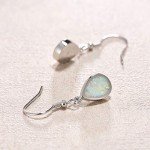 October Opal Teardrop Dangle Earrings in Silver