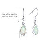 October Opal Teardrop Dangle Earrings in Silver