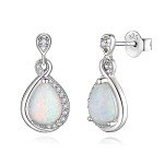 Opal Infinity Stud Dangle Earrings in Silver