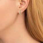 14K Yellow Gold Diamond Huggie Hoop Earrings