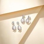 Opal Infinity Stud Dangle Earrings in Silver