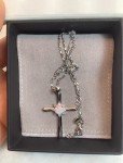 Sterling Silver Cross Pendant with Faux Opal