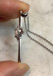 Sterling Silver Cross Pendant with Faux Opal