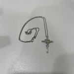 Sterling Silver Cross Necklace with Peridot Birthstone
