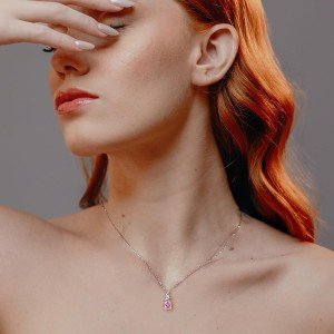 Elegant 14K White Gold Birthstone Pendant Necklace