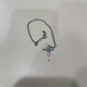 Blue Topaz Cross Necklace in Sterling Silver