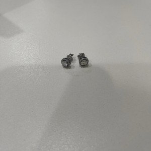 Moissanite Halo 14K White Gold Stud Earrings