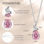 14K White Gold Birthstone & Diamond Pendant Necklace