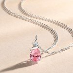 14K White Gold Birthstone & Diamond Pendant Necklace