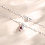 14K White Gold Birthstone & Diamond Pendant Necklace